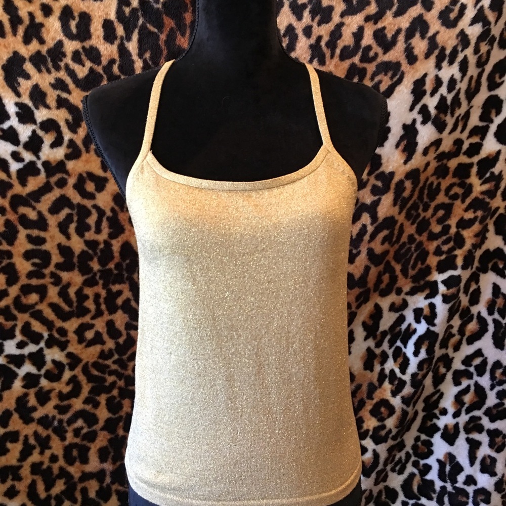 Gold knit T back top